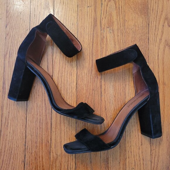 Jeffrey Campbell Black Suede Leather Ankle Strap High Block Heel Sandals 8 HOLVE - Picture 3 of 10
